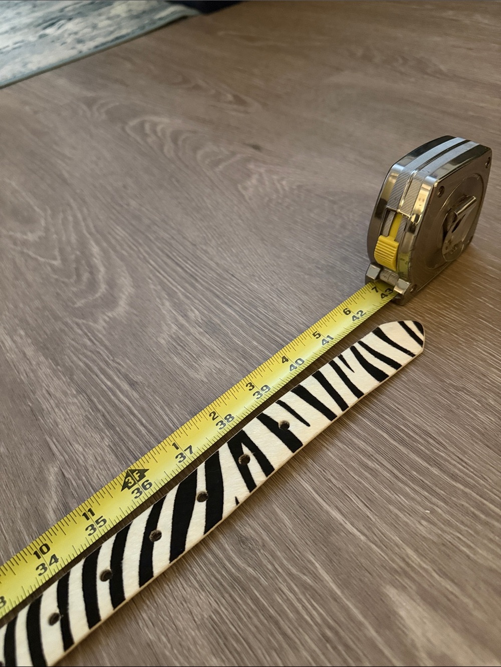 Zebra Print Leather Belt with Gold Buckle - Picture 4 of 6